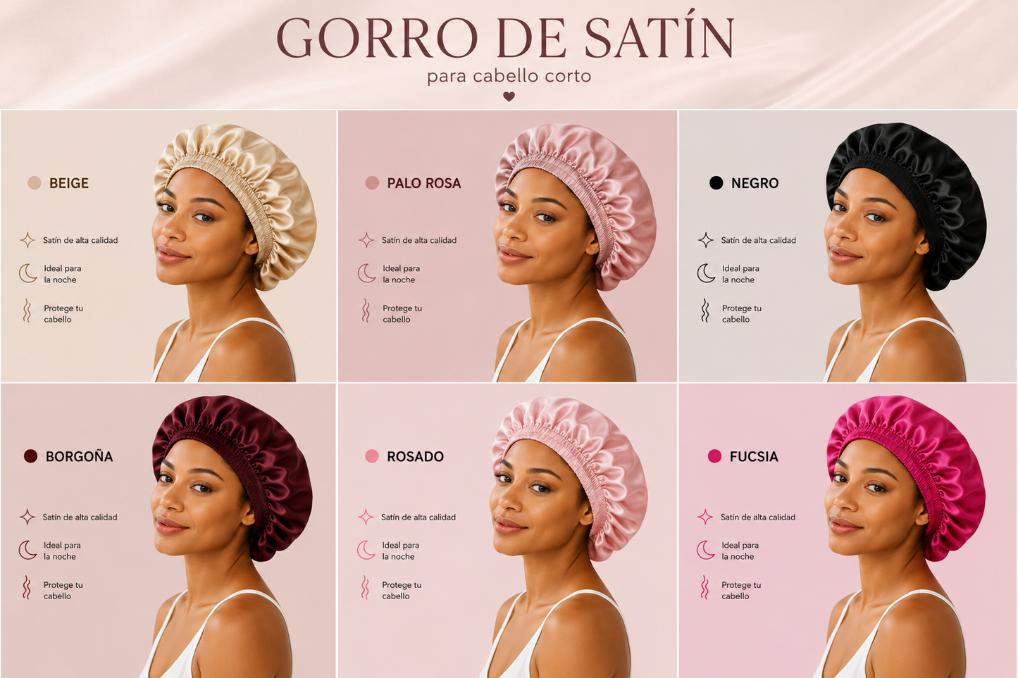 Gorro satin cabello corto
