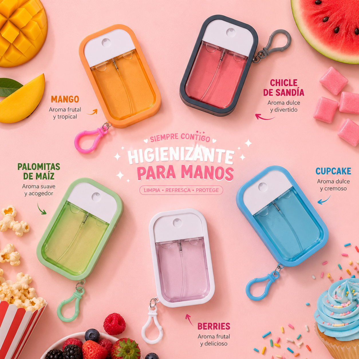 Higienizante e Hidratante para Manos con Colgante