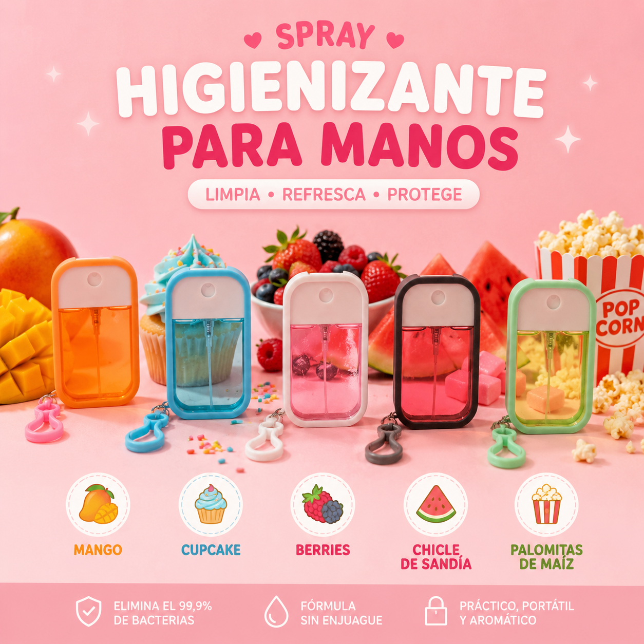 Higienizante e Hidratante para Manos con Colgante